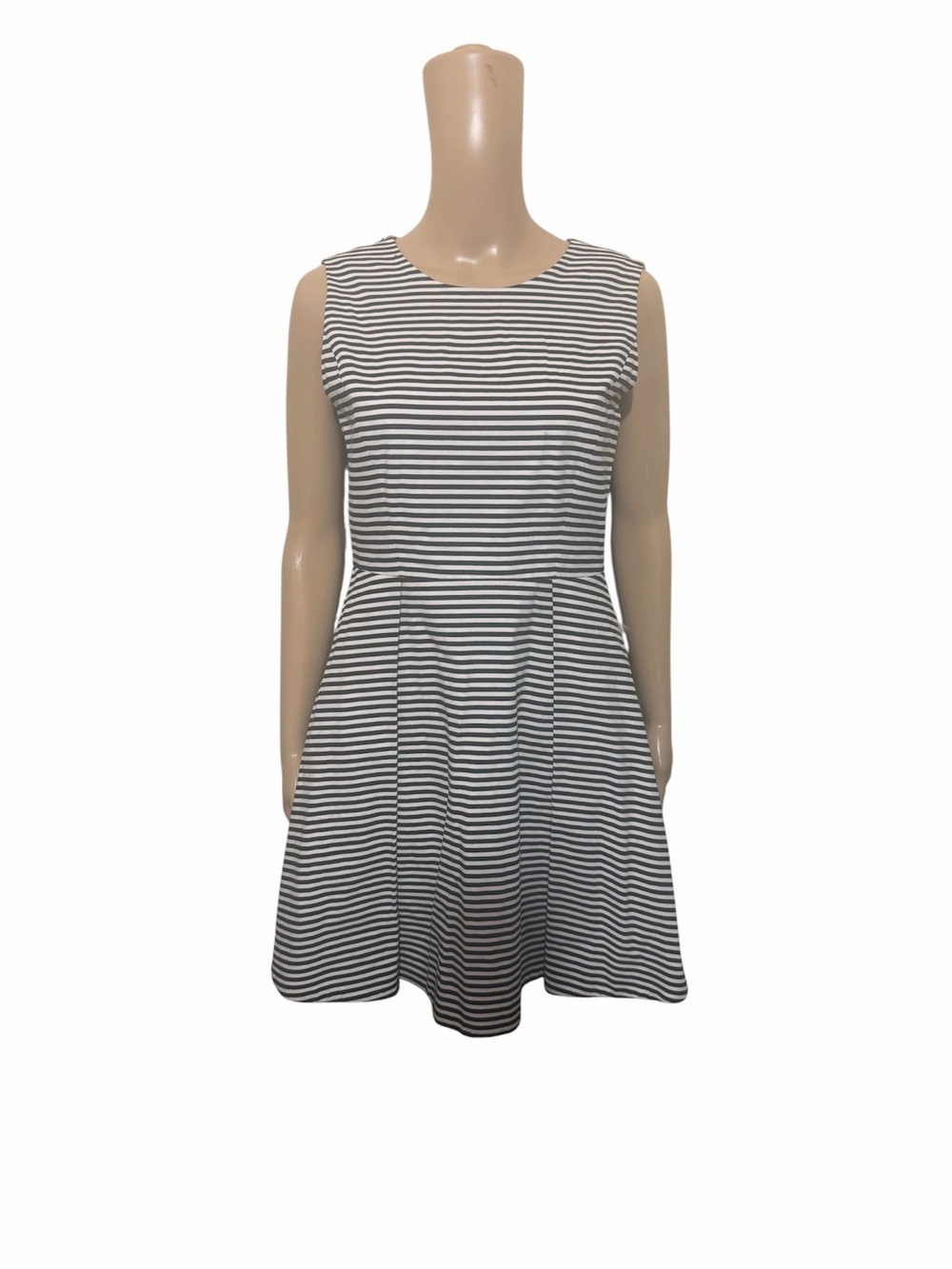 Kate Spade Black White Striped Fit & Flare Skater Dress Sleeveless Chic